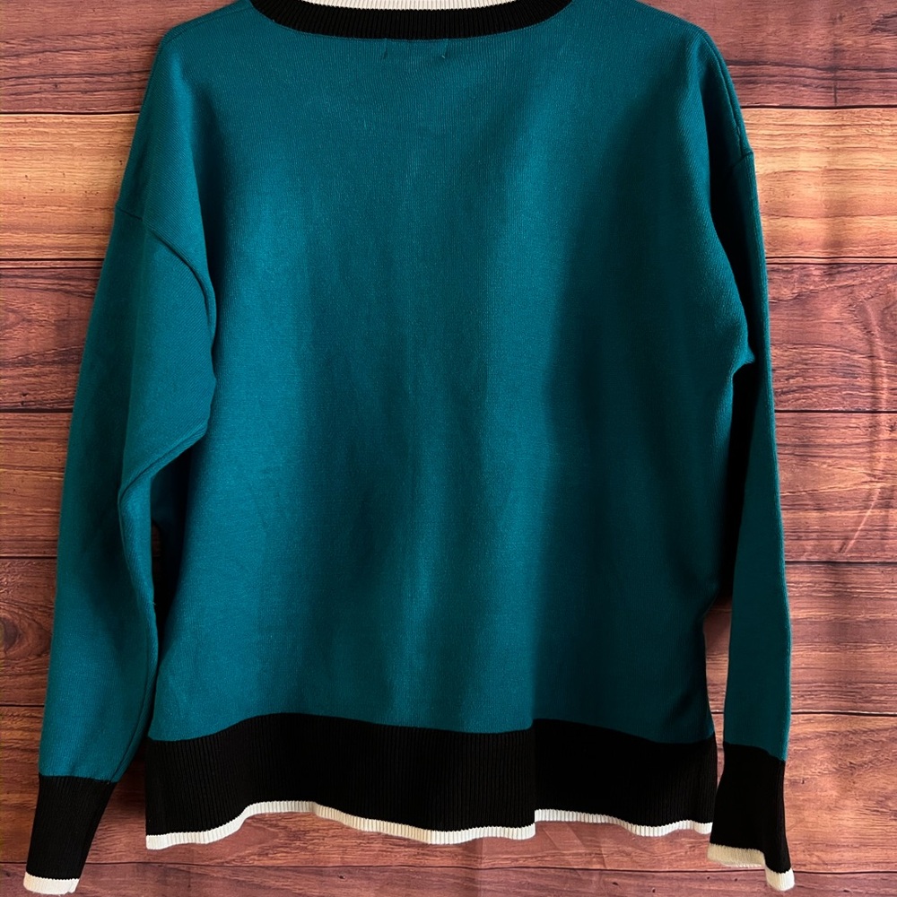 Juicy Couture Teal and Black Sweater - Picture 3 of 6